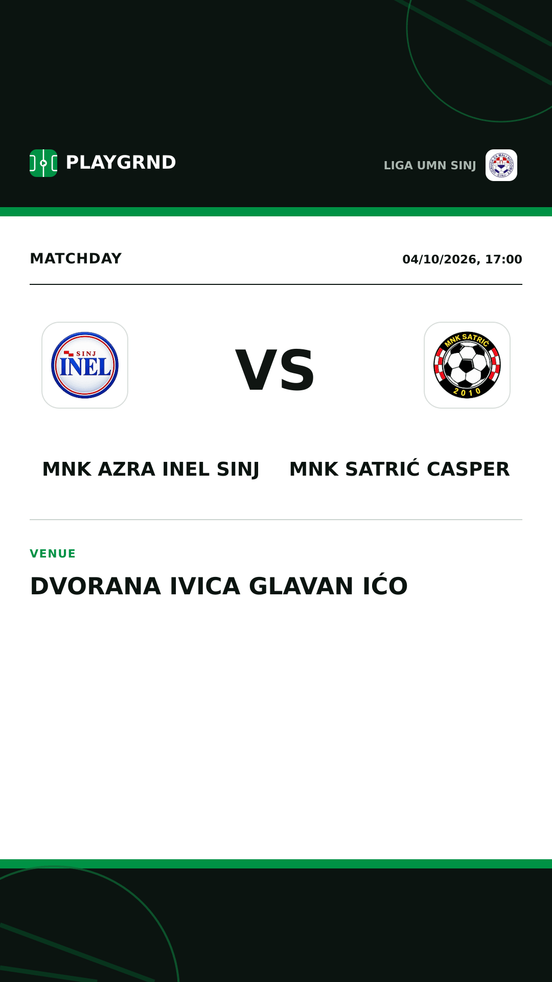 Instagram artwork: MNK Azra Inel Sinj vs MNK Satrić Casper