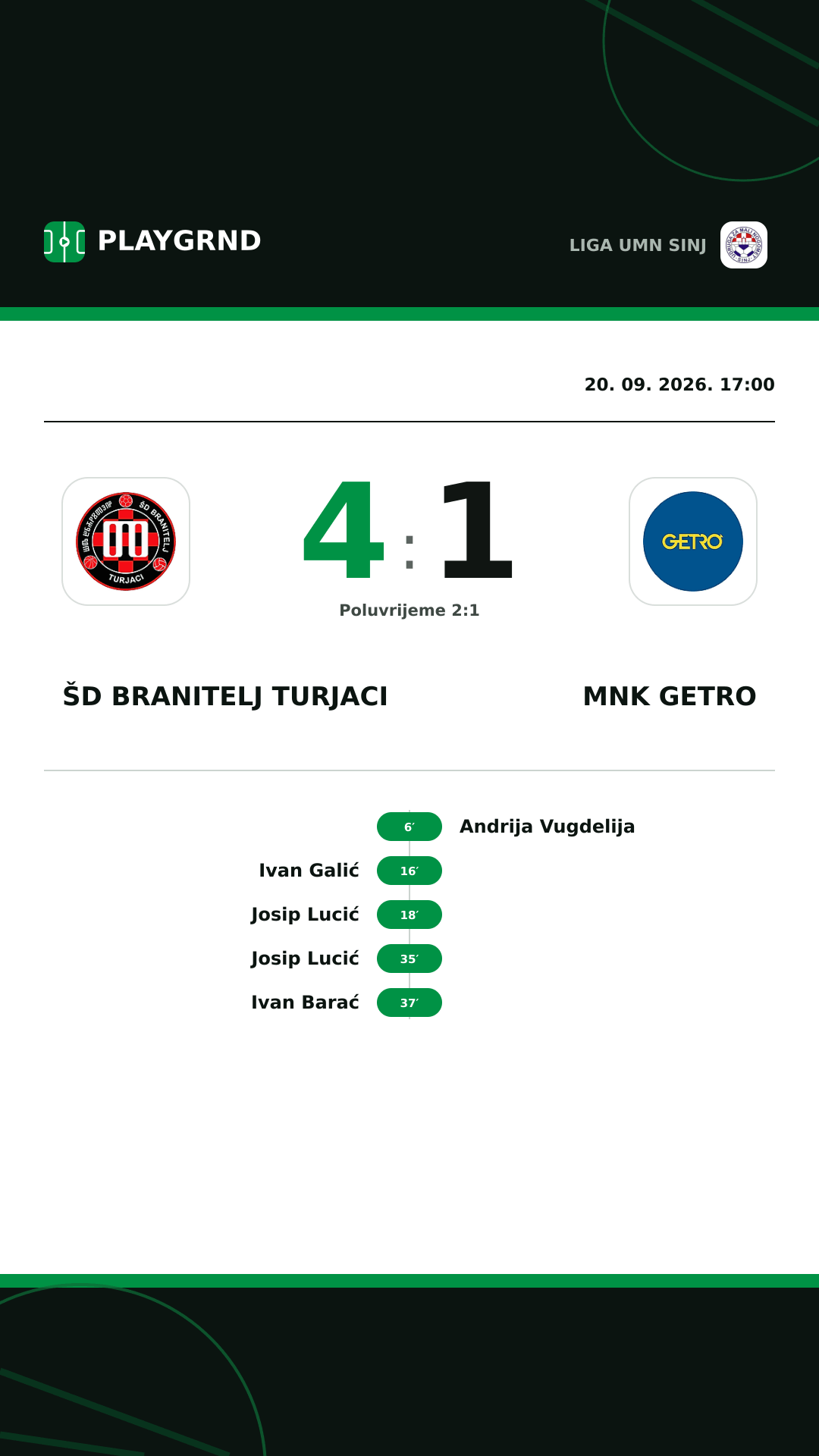 Instagram slika: ŠD Branitelj Turjaci 4:1 MNK Getro