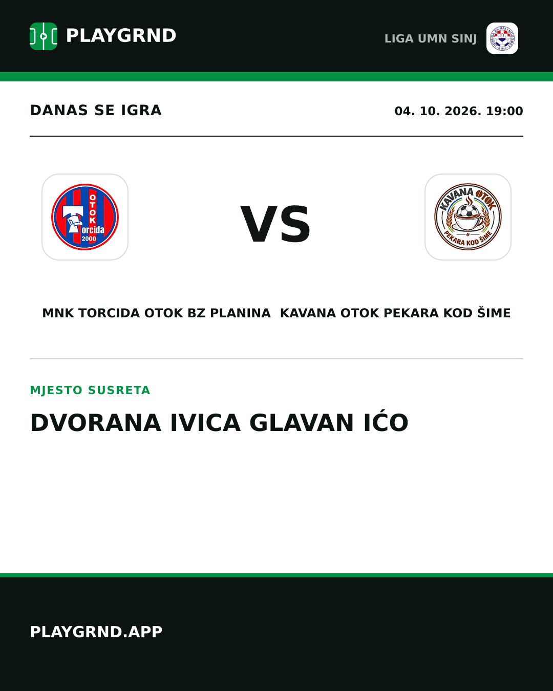 Instagram slika: MNK Torcida Otok BZ Planina vs Kavana Otok Pekara kod Šime