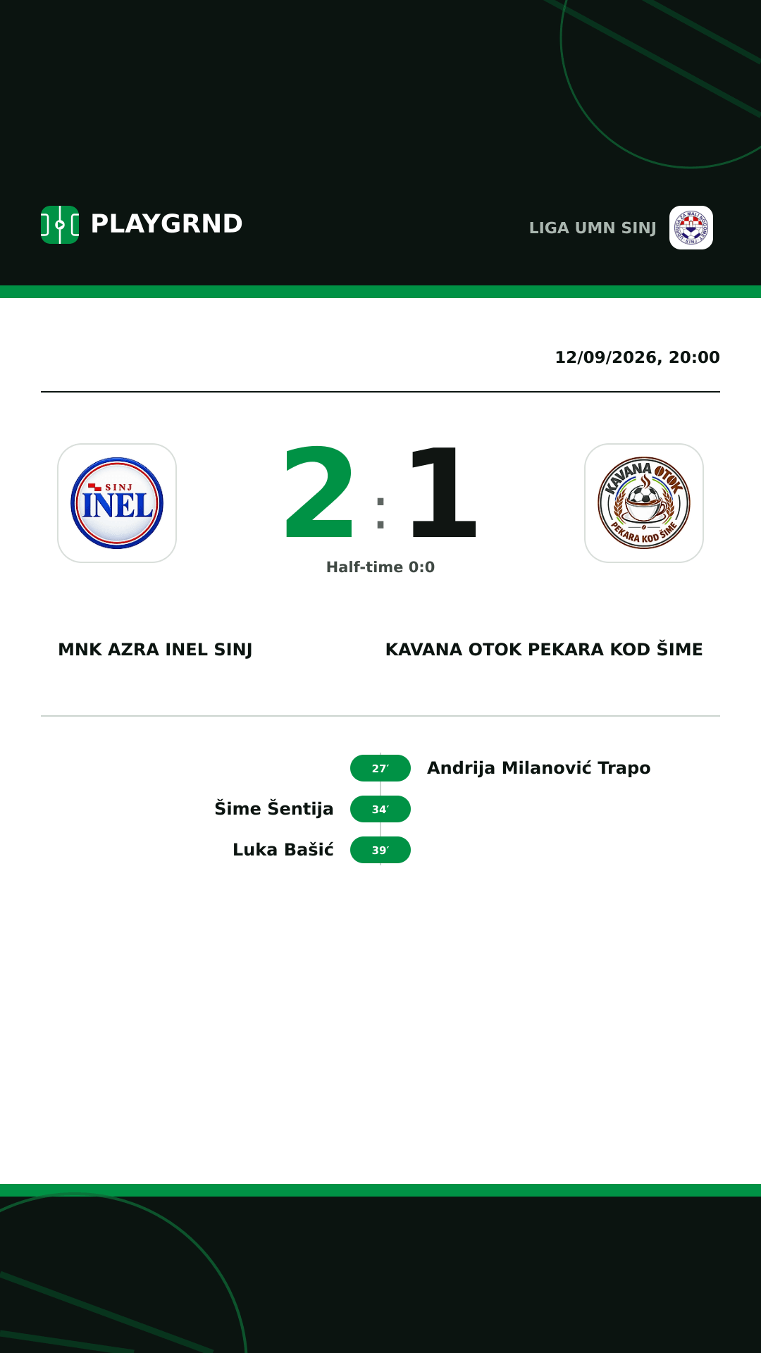 Instagram artwork: MNK Azra Inel Sinj 2:1 Kavana Otok Pekara kod Šime