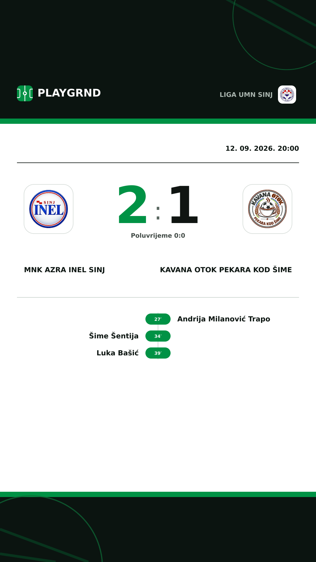 Instagram slika: MNK Azra Inel Sinj 2:1 Kavana Otok Pekara kod Šime