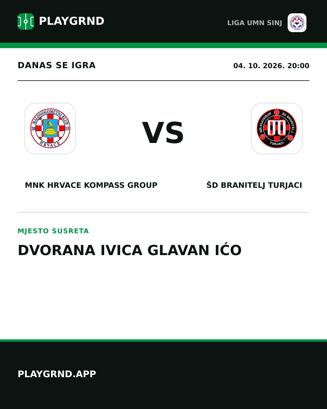 Instagram slika: MNK Hrvace Kompass Group vs ŠD Branitelj Turjaci