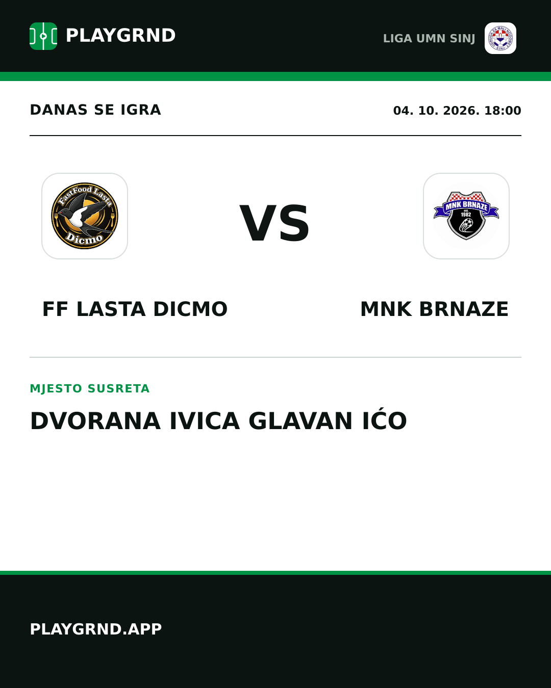Instagram slika: FF Lasta Dicmo vs MNK Brnaze