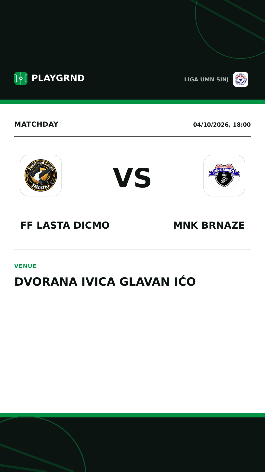 Instagram artwork: FF Lasta Dicmo vs MNK Brnaze