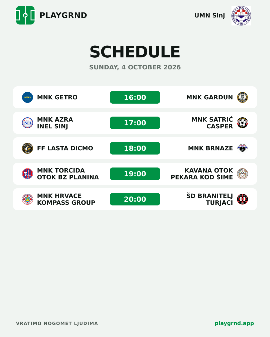 Schedule: All competitions